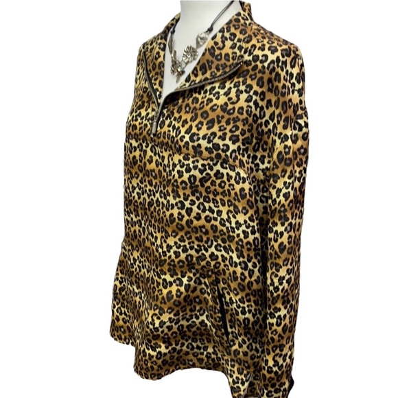 Nicole Miller Silk Cheetah Zipper Neckline Blouse - Picture 4 of 8